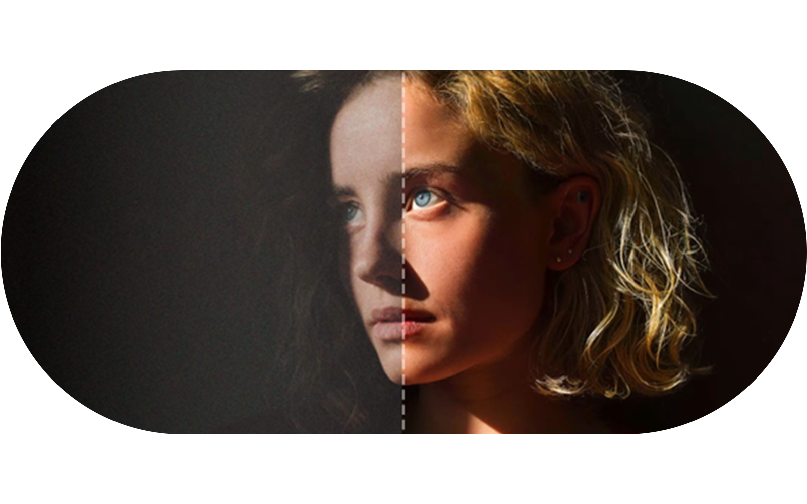 Le visage d'une femme projeté sur un téléviseur LG OLED evo avec AI Upscaling inclut la conversion ascendante du contenu 2K ou 4K vers 8K